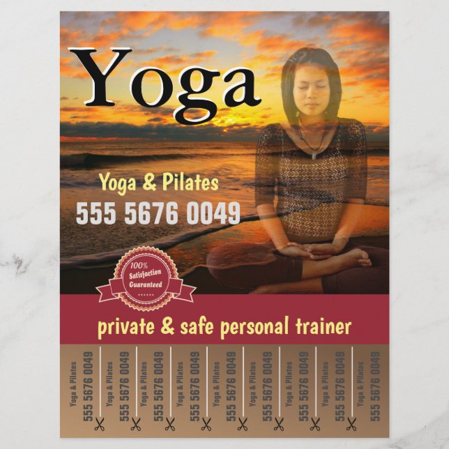 Yoga Pilates Fitness Trainer Small Business Flyer (Devant)
