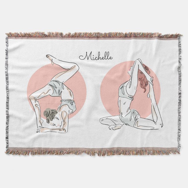 Yoga Poses nom personnalisé jeter couverture (Devant)