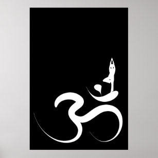 Yoga Silhouette Blanc Om Ohm Zen Poster Spirituel