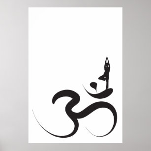 Yoga Silhouette Noir Om Ohm Zen Poster Spirituel