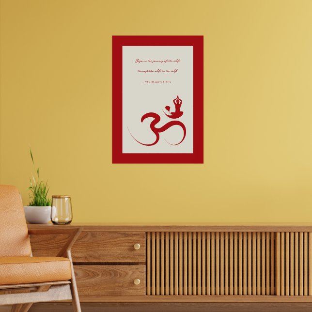 Yoga Silhouette Rouge Om Ohm Zen Poster Spirituel (Salon 2)