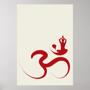 Yoga Silhouette Rouge Om Ohm Zen Poster Spirituel