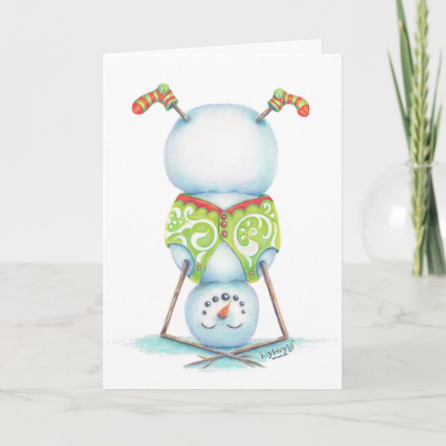 yoga snowman carte de noël / flair scandinave (Devant)