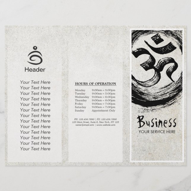 Yoga Studio Brochure Tri-Fold Brush OM ZEN Symbole (Devant)