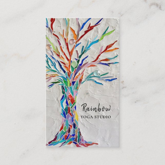 Yoga Studio Rainbow Tree Carte de visite (Devant)