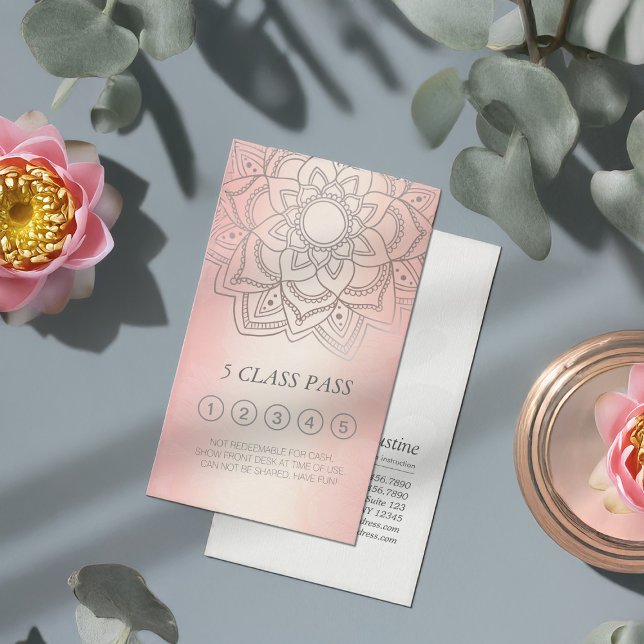 Yoga Studio Rose Gold Mandala Classe Pass Fidélité (Créateur téléchargé)