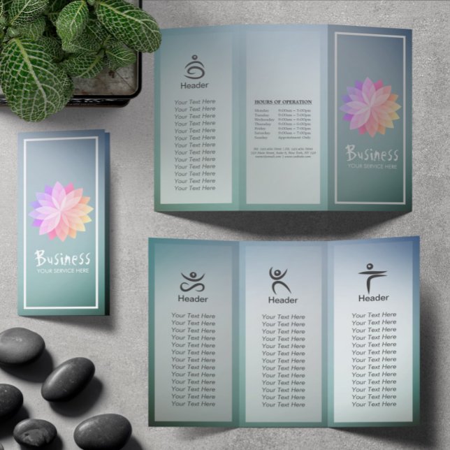 Yoga Studio Tri-Fold Brochure Lotus Floral Mandala (Créateur téléchargé)