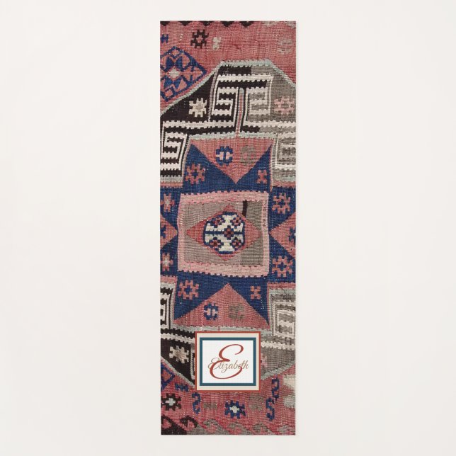 Yoga Tapis Kilim Rouge Oriental de Sol (Devant)