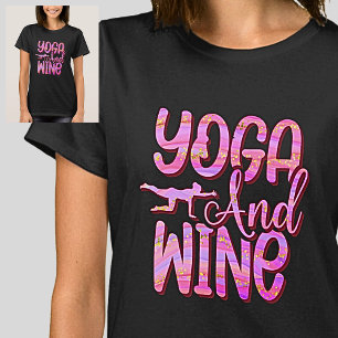 Yoga & Vins rose Vagues sur T-shirt noir