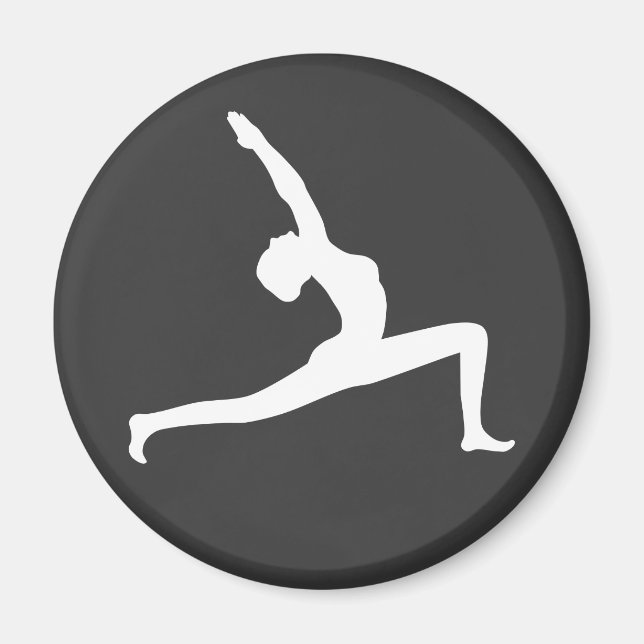Yoga White Silhouette Woman Posing Round Magnets (Devant)