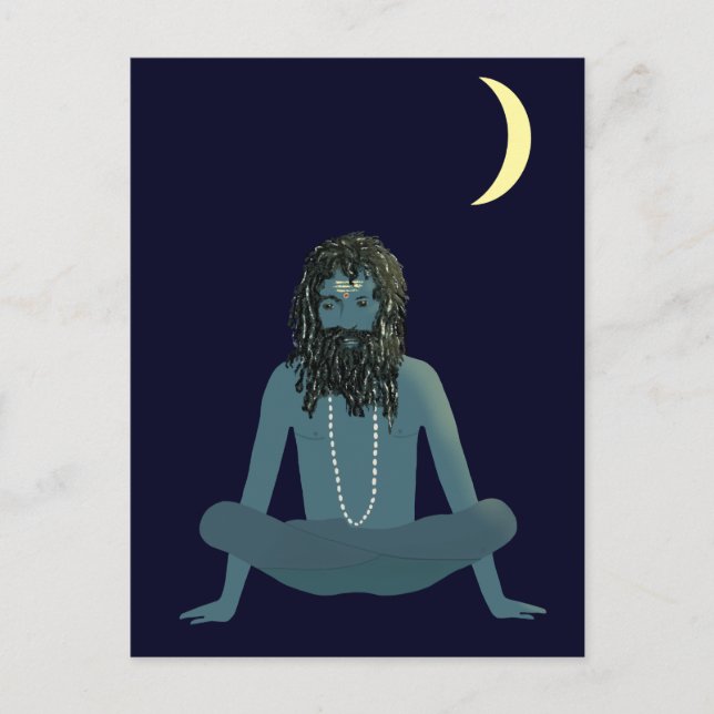 Yogi Shiva sous la carte postale Crescent Moon (Devant)