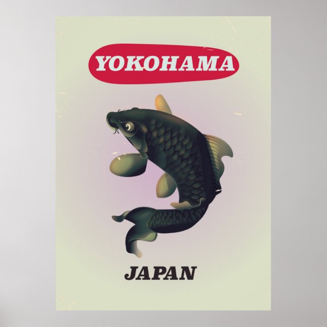 Yokohama Japon affiche de voyage de style vintage (Devant)