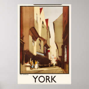 York The Shambles Affiche de voyage vintage Art pe