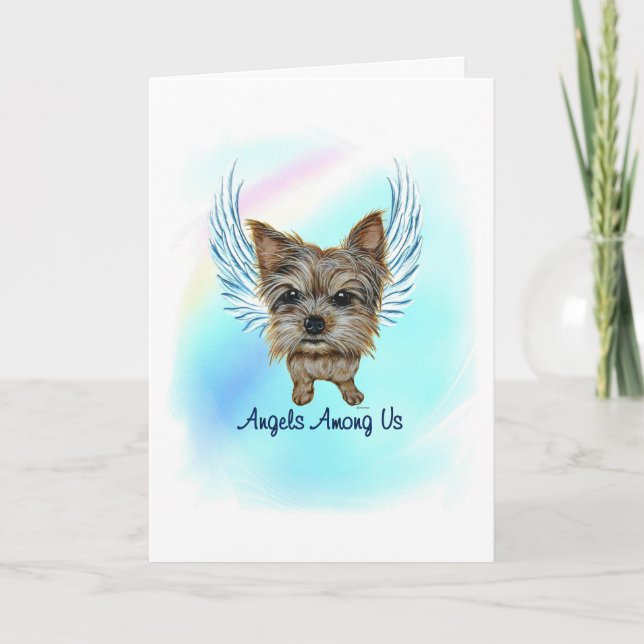 Yorkie Angel Dog Pet Perdre la carte de sympathie (Devant)