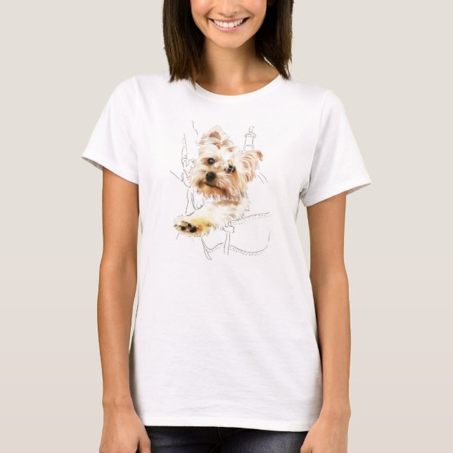 Yorkie dans sac à dos - T-shirt Dessin Couleur (Devant)