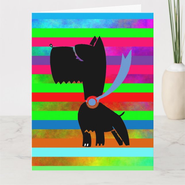 YORKIE DOG RAINBOW GIANT CARTE D'ANNIVERSAIRE (Devant)