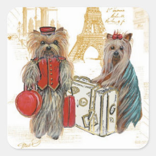 Yorkie Eiffel Tour Paris Stickers