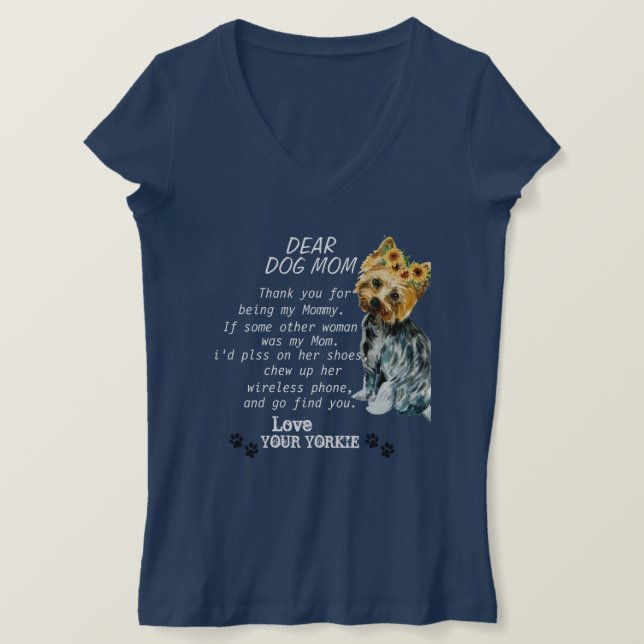 Yorkie maman Funny cite t-shirt (Design devant)