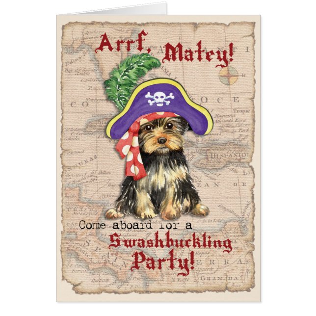 Yorkie Pirate Invitation (Devant)