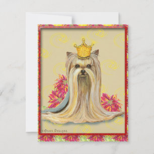 Yorkie Princess Poinsettias Noël Invitation