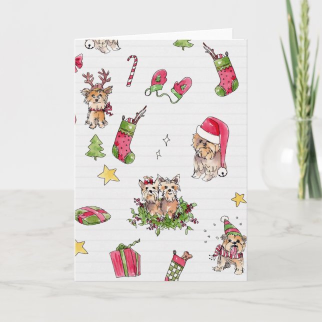 Yorkies à la carte de Noël (Devant)