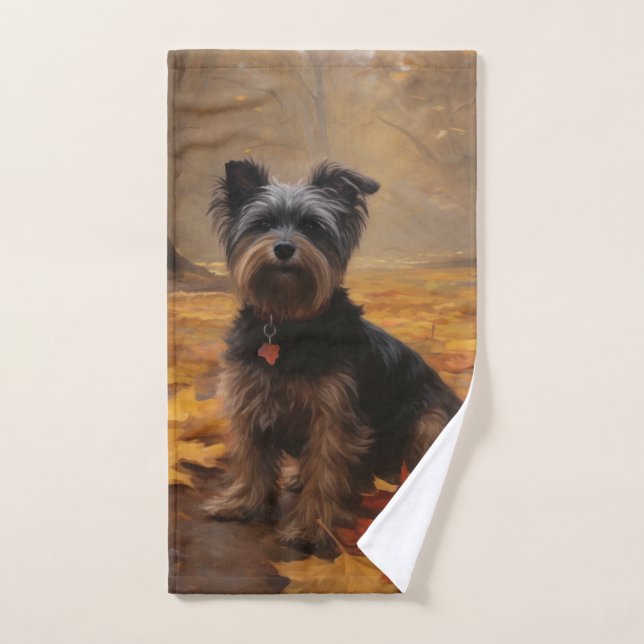Yorkipoo à l'automne Feuilles automne Inspire (Serviette à main)
