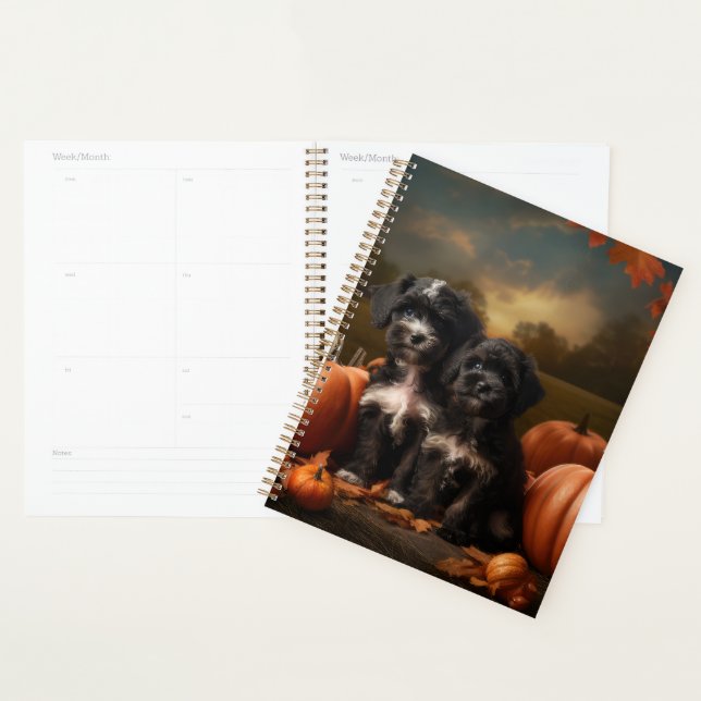 Yorkipoo chiot Automne Délice Citrouille (Devant avec enveloppe)