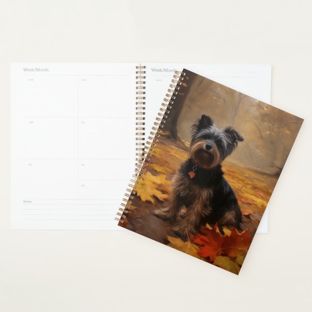 Yorkipoo dans les feuilles d'automne tombent inspi (Devant avec enveloppe)