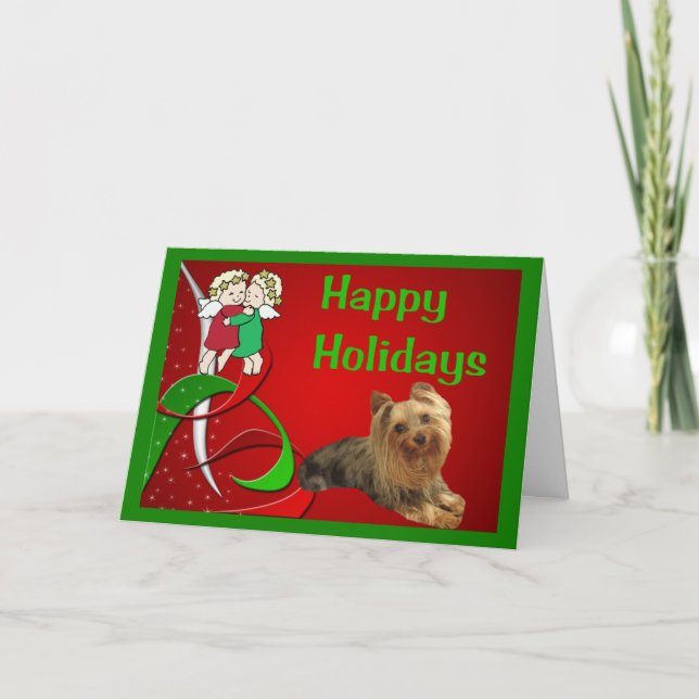 Yorkshire Terrier Carte de Noël Little Angles (Devant)