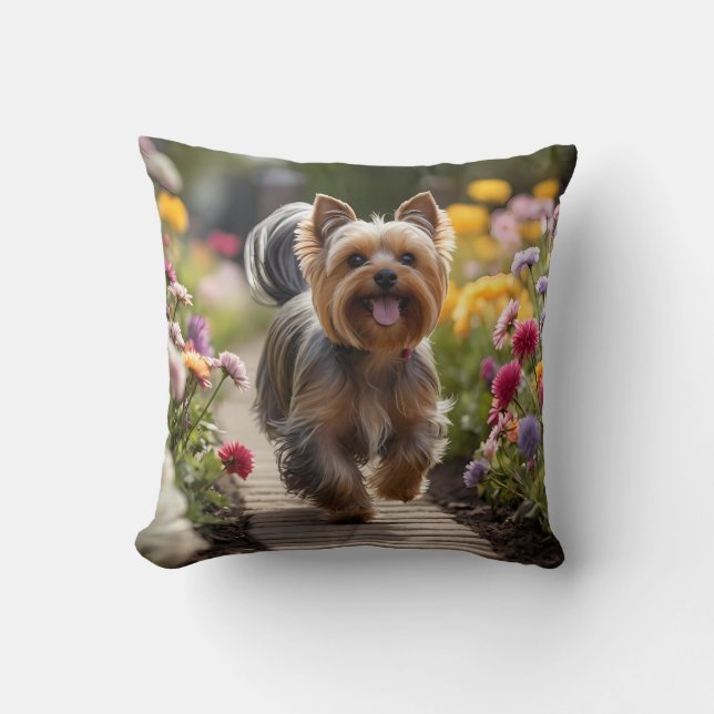 Yorkshire Terrier Élégant oreiller à lancer (Recto)