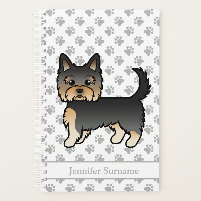 Yorkshire Terrier noir et feu Dessin animé Chien & (Devant)
