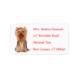 Yorkshire Terrier Nom du chiot Adresse Étiquette 