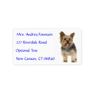 Yorkshire Terrier Nom du chiot Adresse Étiquette 