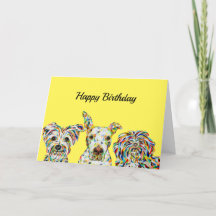 Yorkshire terrier, Pitbull, Shih Tzu Carte Anniver