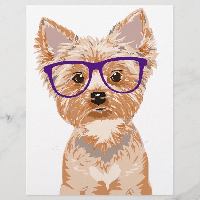 Yorkshire Terrier Portant des Lunettes (Devant)