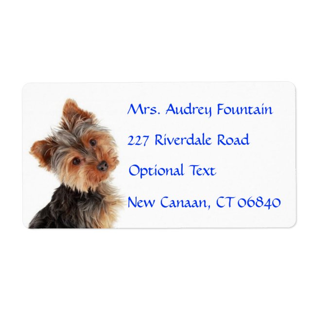 Yorkshire Terrier Puppy Nom Adresse Étiquette (Devant)