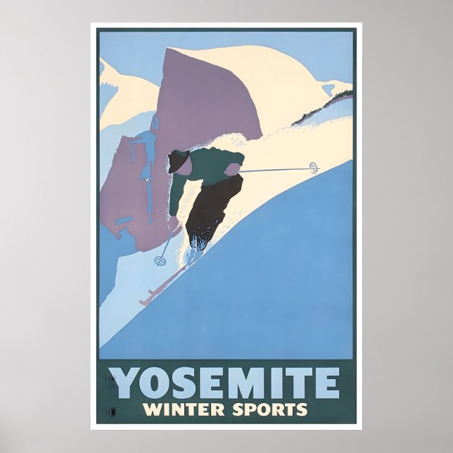 Yosemite Ski Poster National Park Print Travel Art (Devant)