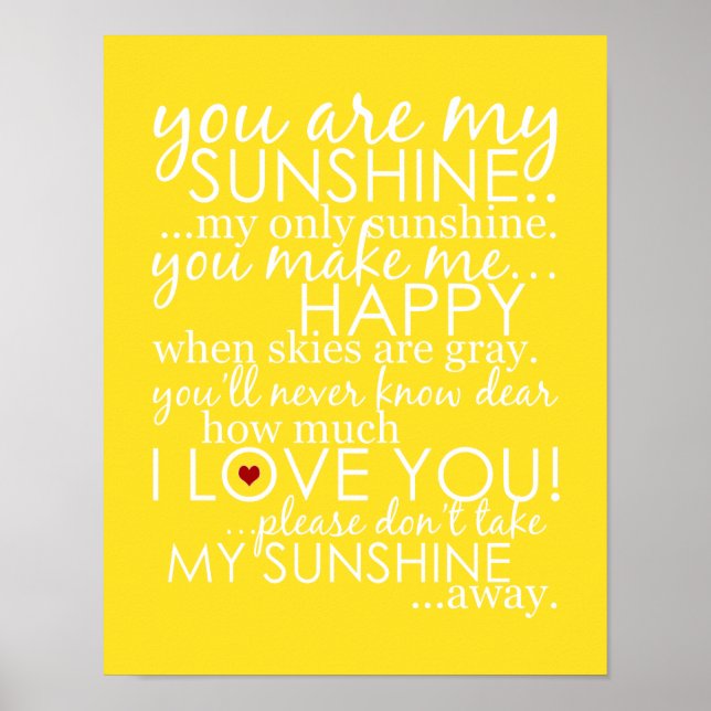 You Are My Sunshine - Yellow - Poster (Devant)