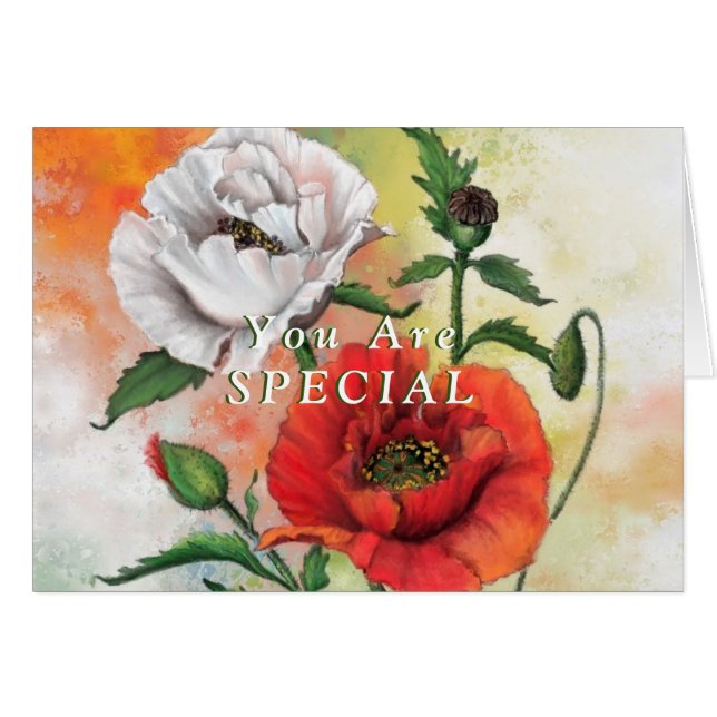 You Are Special - Beautiful Red White Poppies - (Devant horizontal)