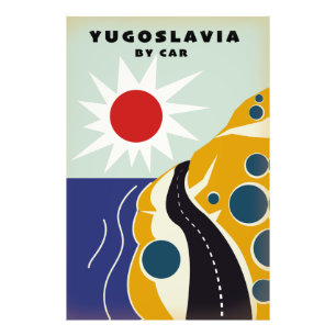Yougoslavie En voiture poster de voyage vintage