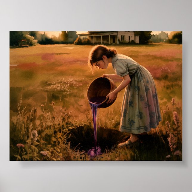 Young Girl with Bowl Poster Print Wall Art sunset (Devant)