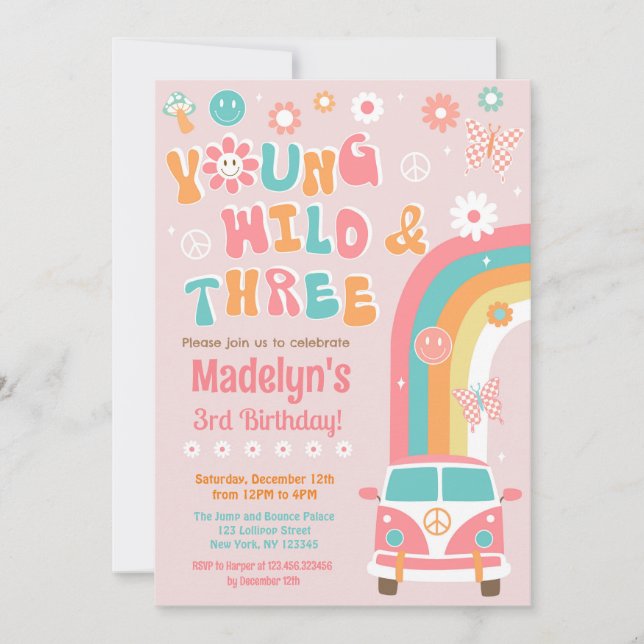 Young Wild and Three Super Birthday Invitations (Devant)