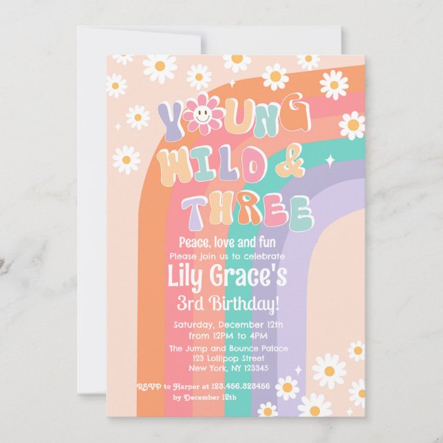 Young Wild and Three Super Birthday Invitations (Devant)