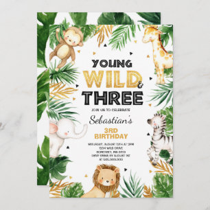 Young Wild Et Trois Ans Invitation Safari Party