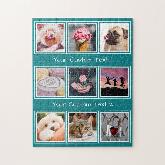 YOUR 9 PHOTOS, TEXTE & COLOR puzzle (Vertical)