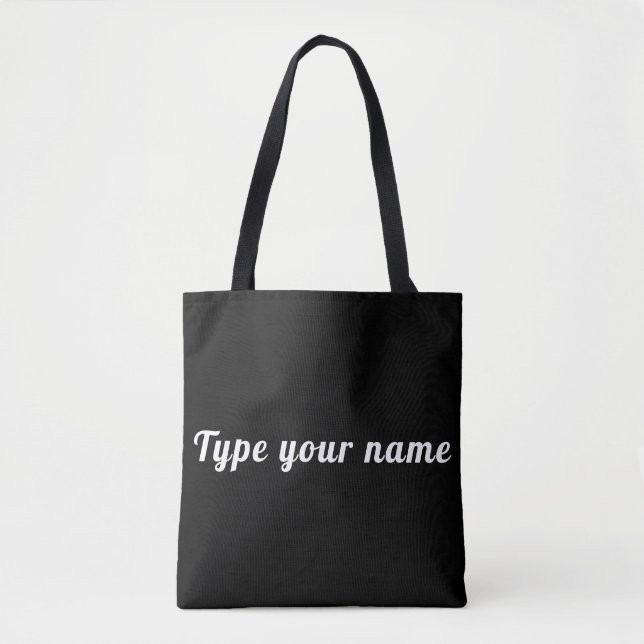 Your Name on Black Tote Bag (Devant)