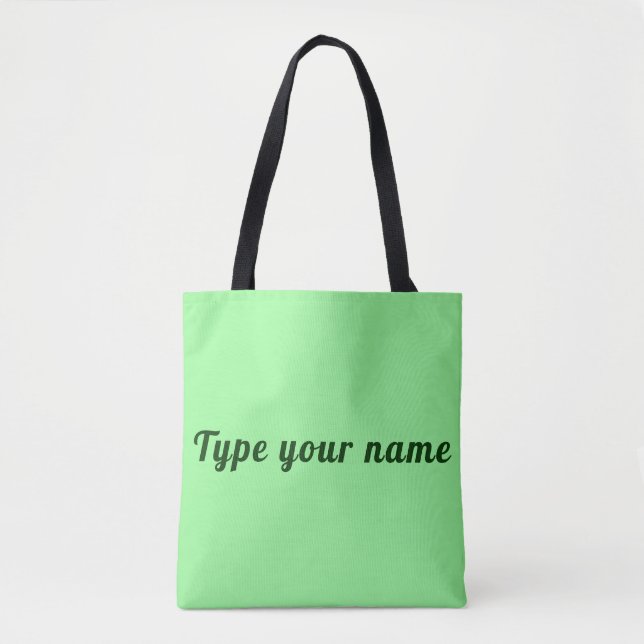 Your Name on Light Green Tote Bag (Devant)