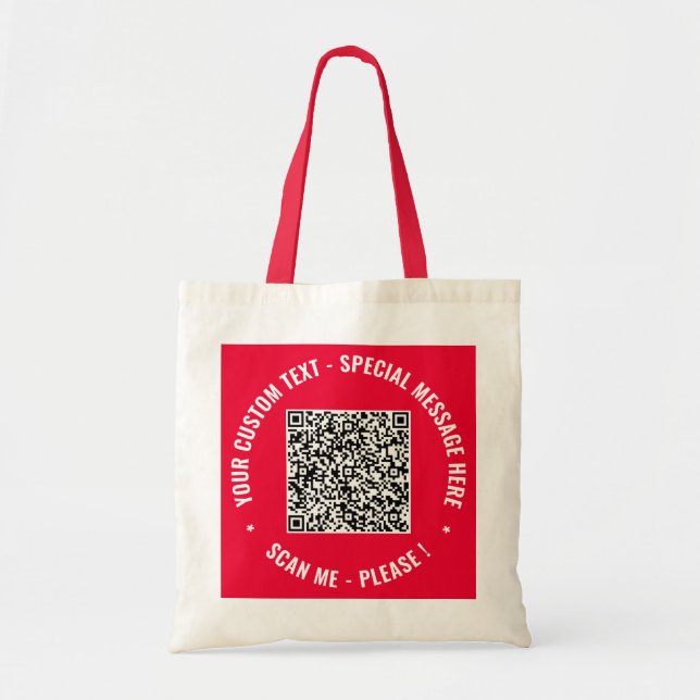 Your QR Code and Custom Text Tote Bag Example (Devant)