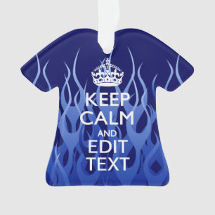 Your Text on Keep Calm on Navy Blue Racing Flames