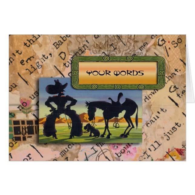 Your Words on retro cowboy caricature (Devant horizontal)